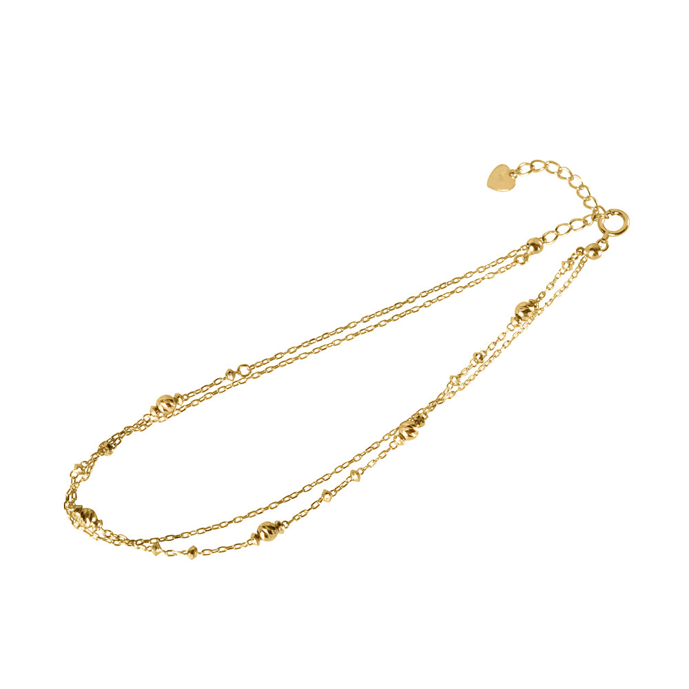 K18ブレスレット/アンクレット(アズキチェーン/カットボール/フリーアジャスター)《WBCY3572》