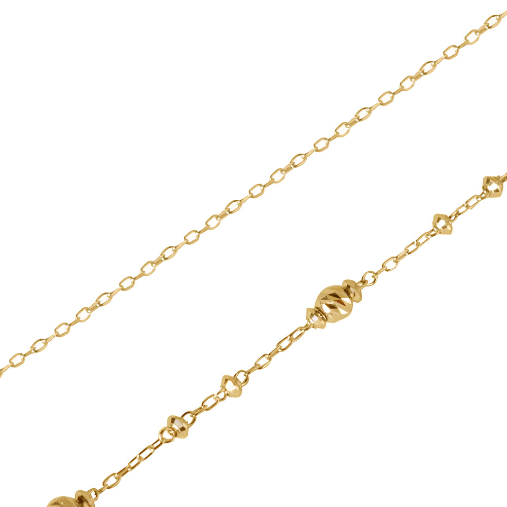 K18ブレスレット/アンクレット(アズキチェーン/カットボール/フリーアジャスター)《WBCY3572》