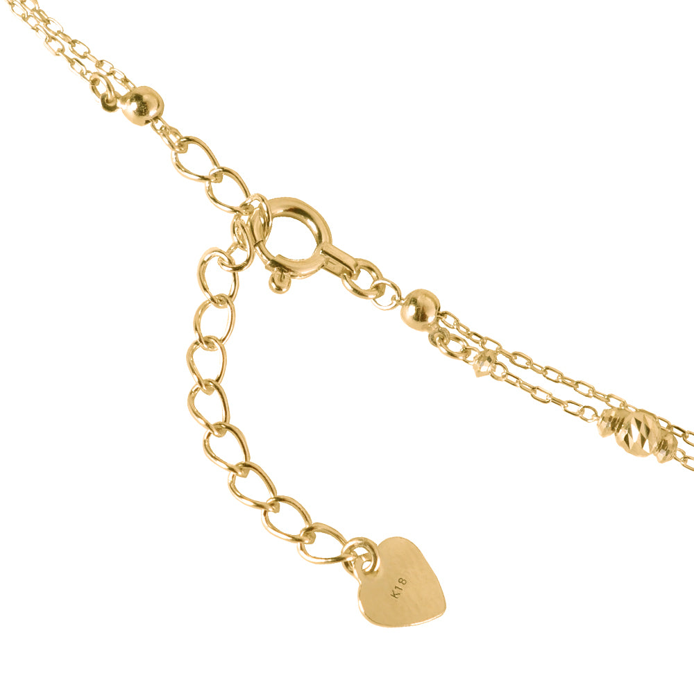 K18ブレスレット/アンクレット(アズキチェーン/カットボール/フリーアジャスター)《WBCY3572》