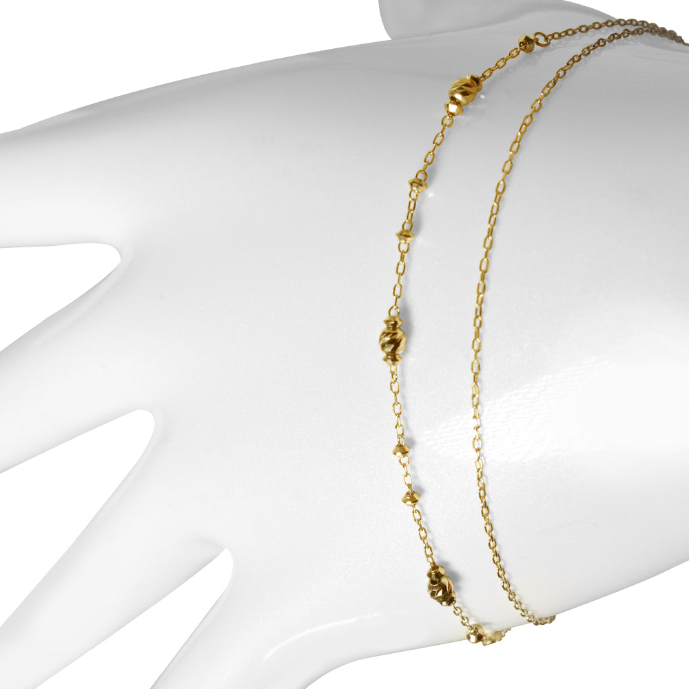 K18ブレスレット/アンクレット(アズキチェーン/カットボール/フリーアジャスター)《WBCY3572》