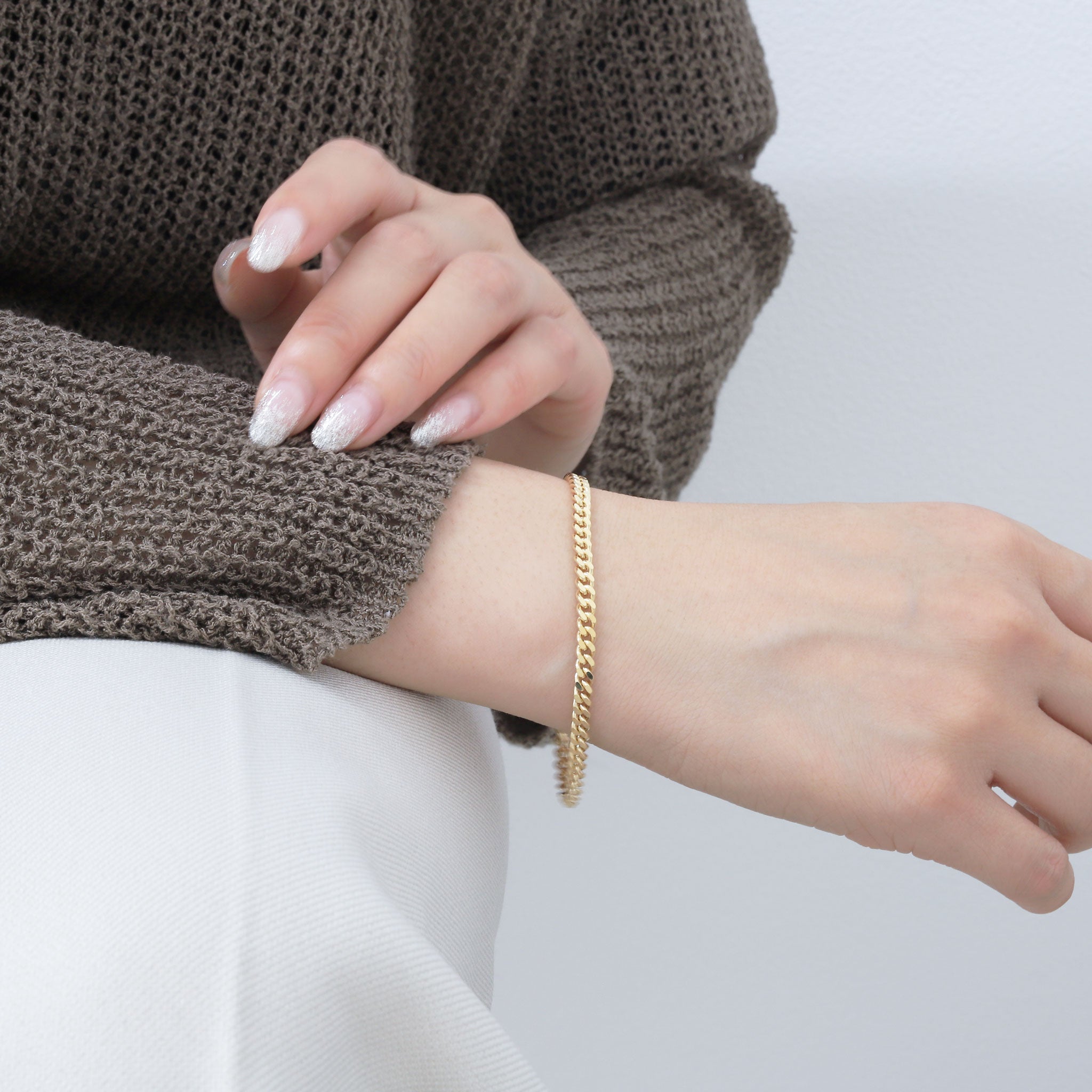 【2点限定】K18イエローゴールドブレスレット(喜平2面シングルカット/10g/18cm)≪WBCY4300≫