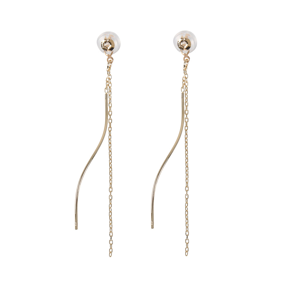 アレキサンドライト K10ピアス(クレサンベール/オーバル/モンプレジール/シングルウェーブ/チェーンキャッチタイプ/6月誕生石)《WEPA4035》