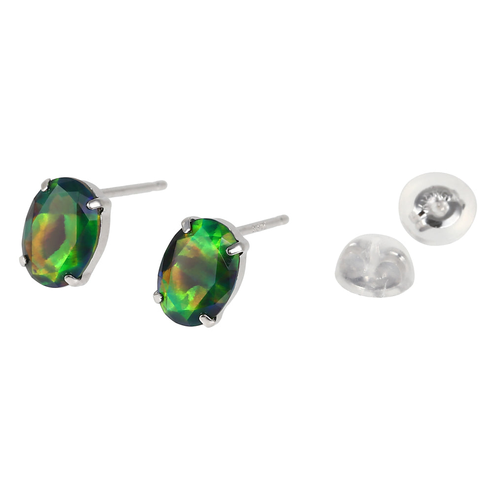 ブラックオパール K18ピアス(クレサンベール/オーバル/10月誕生石)《WEPB4101》