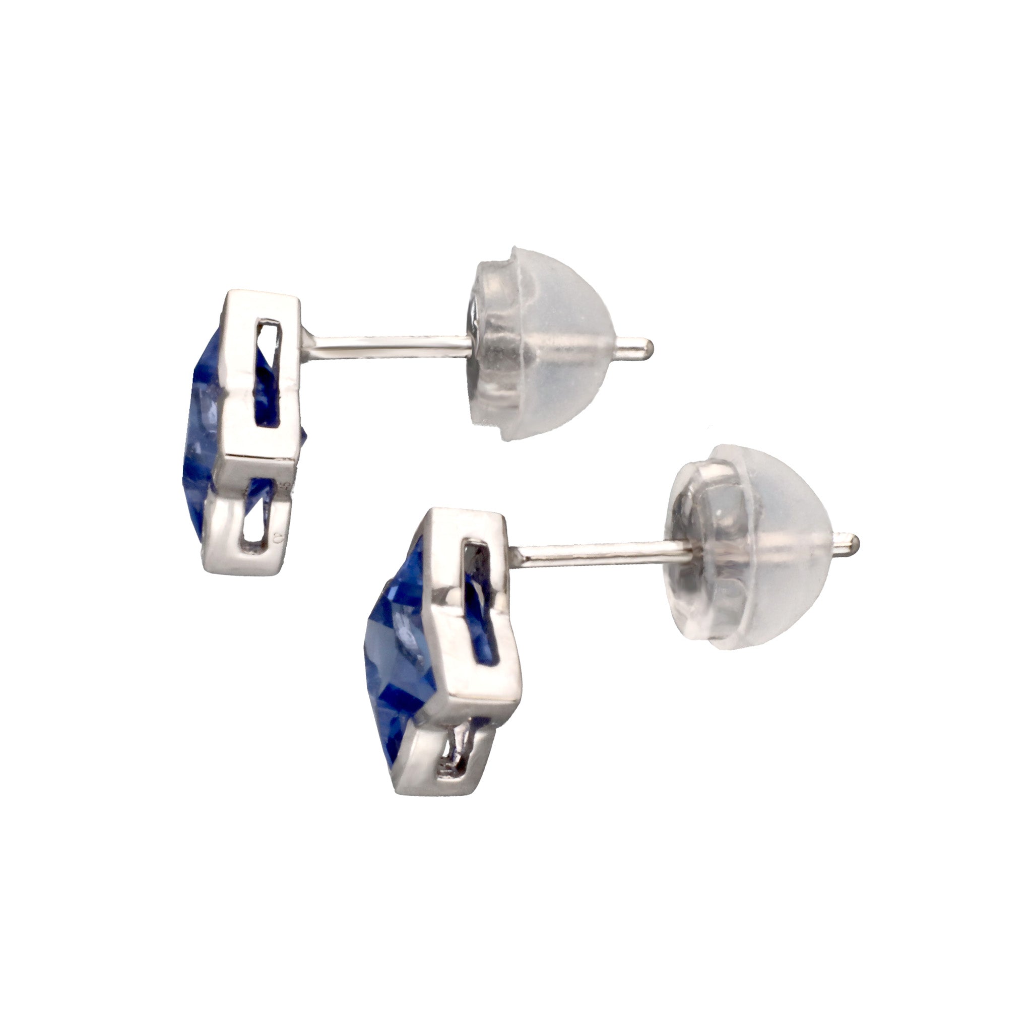 ライトブルーサファイア PTピアス(クレサンベール/フラワー/フクリン/9月誕生石)《WEPC4204》