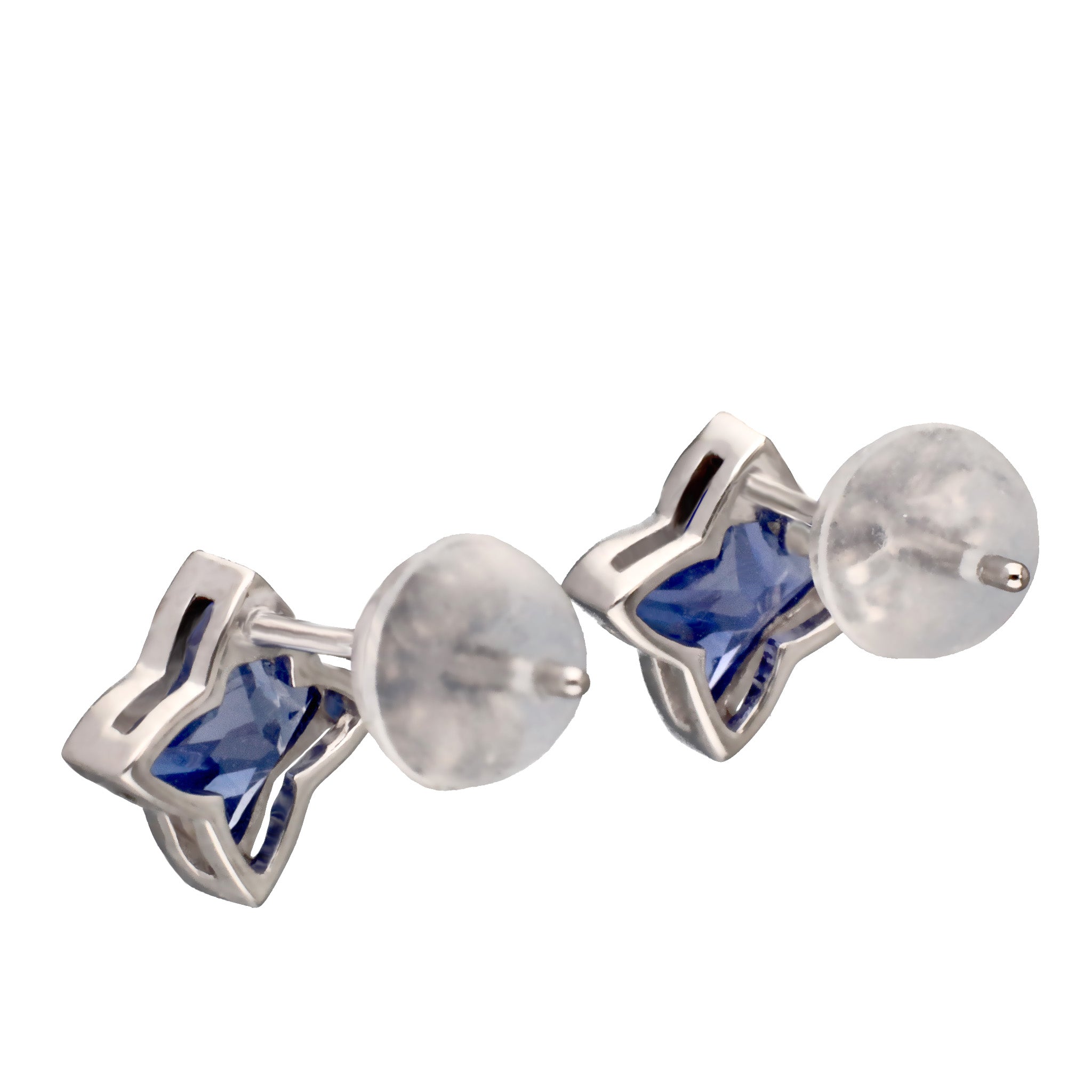 ライトブルーサファイア PTピアス(クレサンベール/フラワー/フクリン/9月誕生石)《WEPC4204》