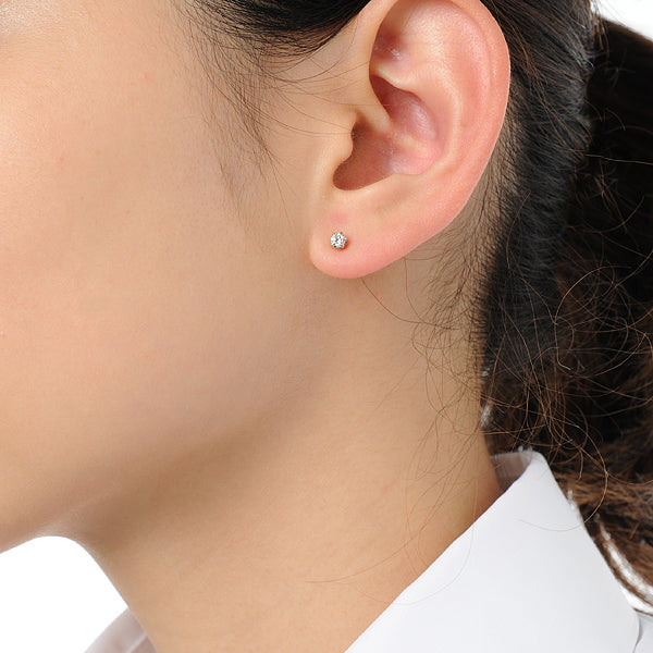 ダイヤモンド プラチナセラミックピアス(計0.2カラット/スタッド/4月誕生石)《WEPD1111》