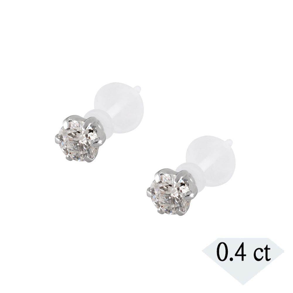 ダイヤモンド プラチナセラミックピアス(計0.4カラット/スタッド/4月誕生石)