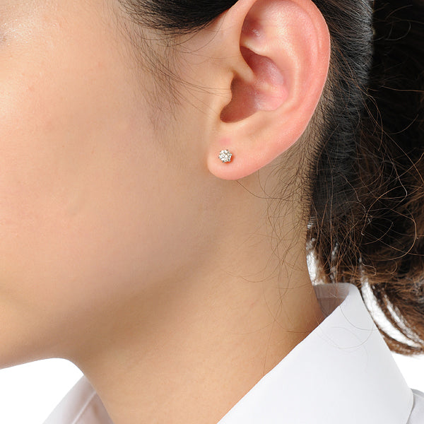 ダイヤモンド プラチナセラミックピアス(計0.4カラット/スタッド/4月誕生石)《WEPD1112》