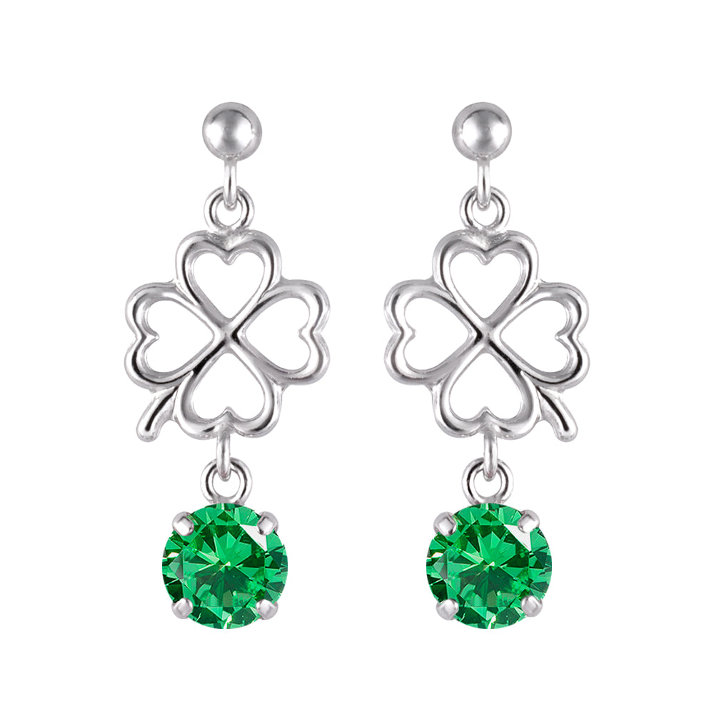 エメラルド K18セラミックピアス(クレサンベール/クローバーモチーフ/5月誕生石)《WEPE2919》