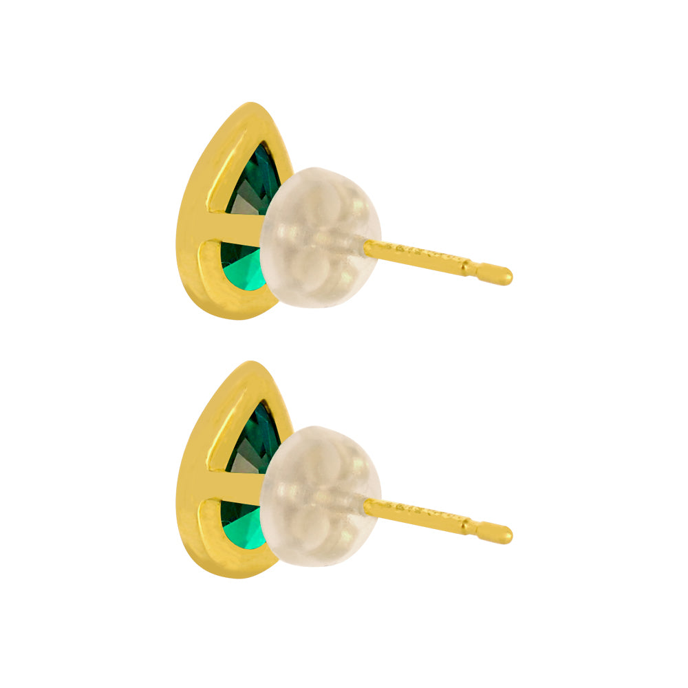 エメラルド K18ピアス(クレサンベール/ペアシェイプ/フクリン/5月誕生石)《WEPE3585》