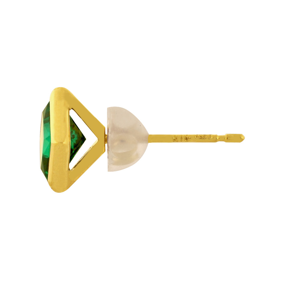 エメラルド K18ピアス(クレサンベール/プリンセス/フクリン/5月誕生石)《WEPE3587》