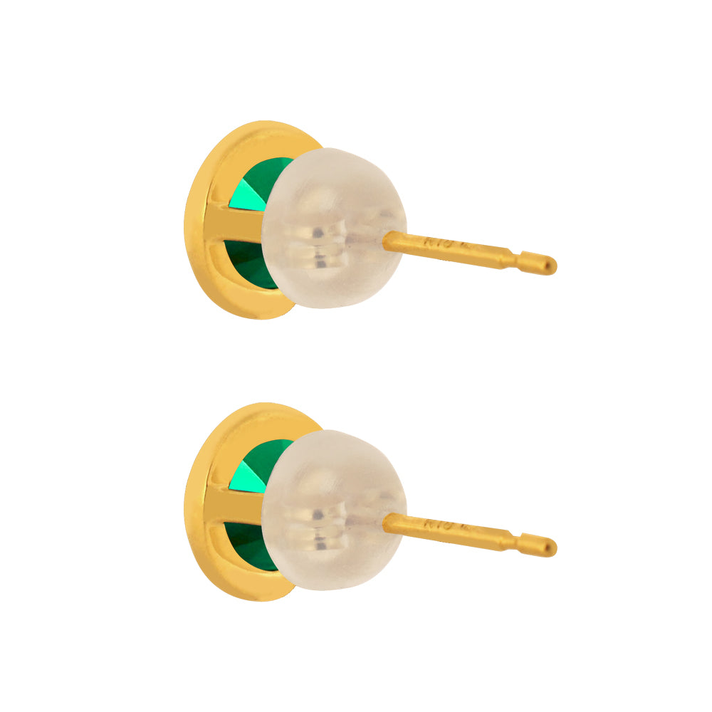 エメラルド K18ピアス(クレサンベール/フクリン/5月誕生石)《WEPE3588》