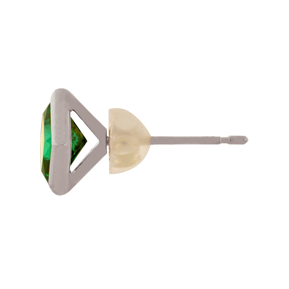 エメラルド プラチナピアス(クレサンベール/プリンセス/フクリン/5月誕生石)《WEPE3601》