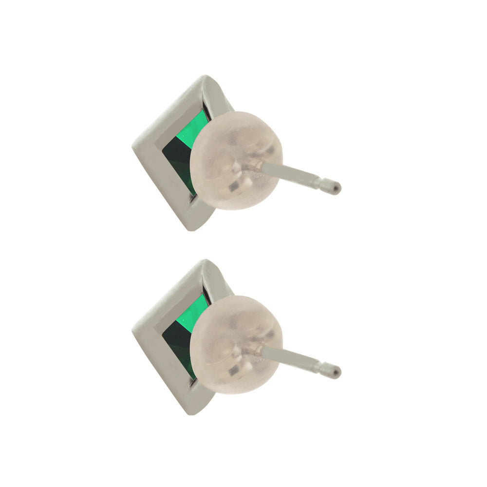 エメラルド プラチナピアス(クレサンベール/プリンセス/フクリン/5月誕生石)《WEPE3601》