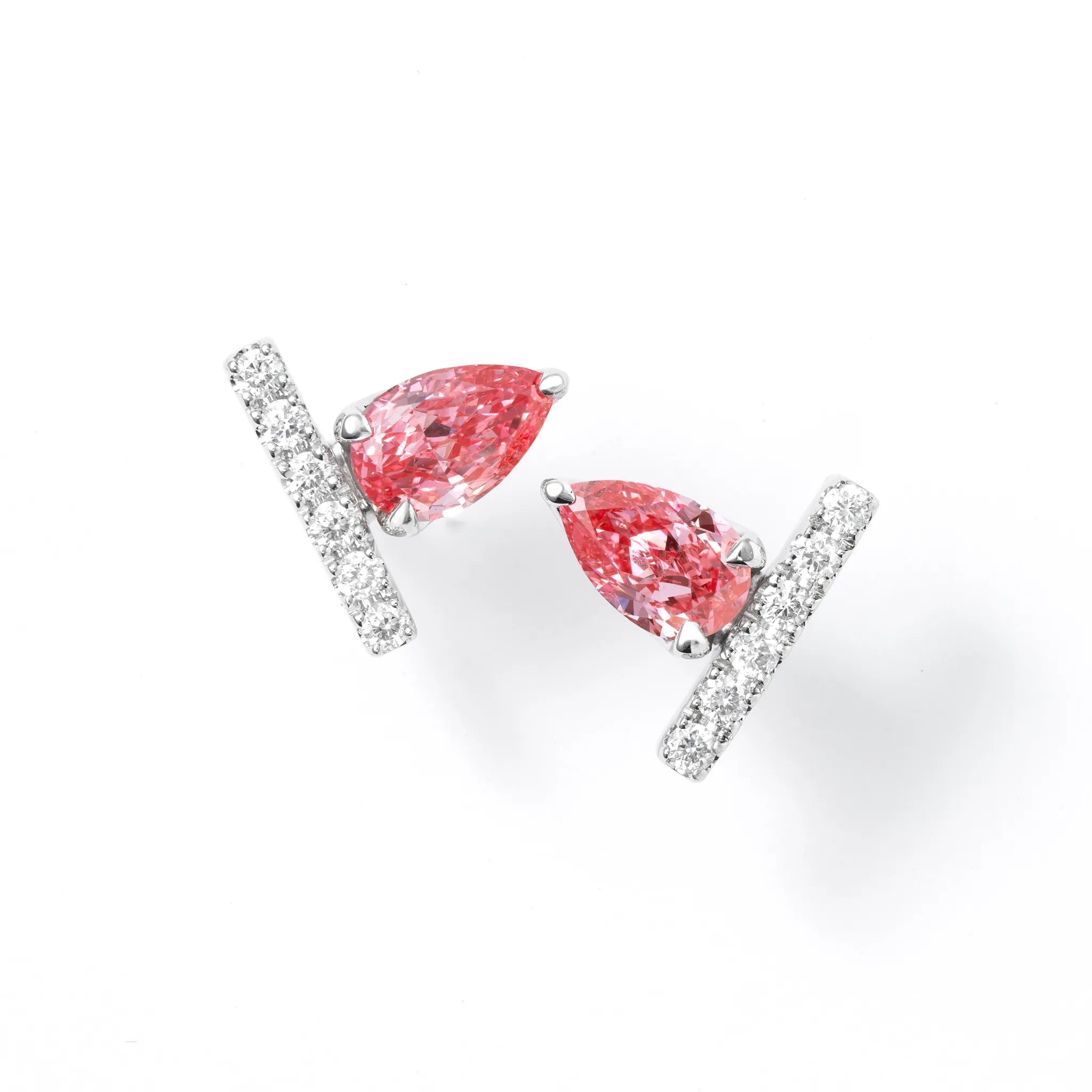 ピンクダイヤモンド/ダイヤモンド プラチナピアス(ラボグロウン/ペアシェイプ/Solrelier/4月誕生石)《WEPG7013》