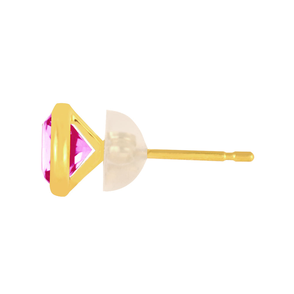 ピンクサファイア K18ピアス(クレサンベール/1カラットUP/オーバル/フクリン/9月誕生石)《WEPM3586》