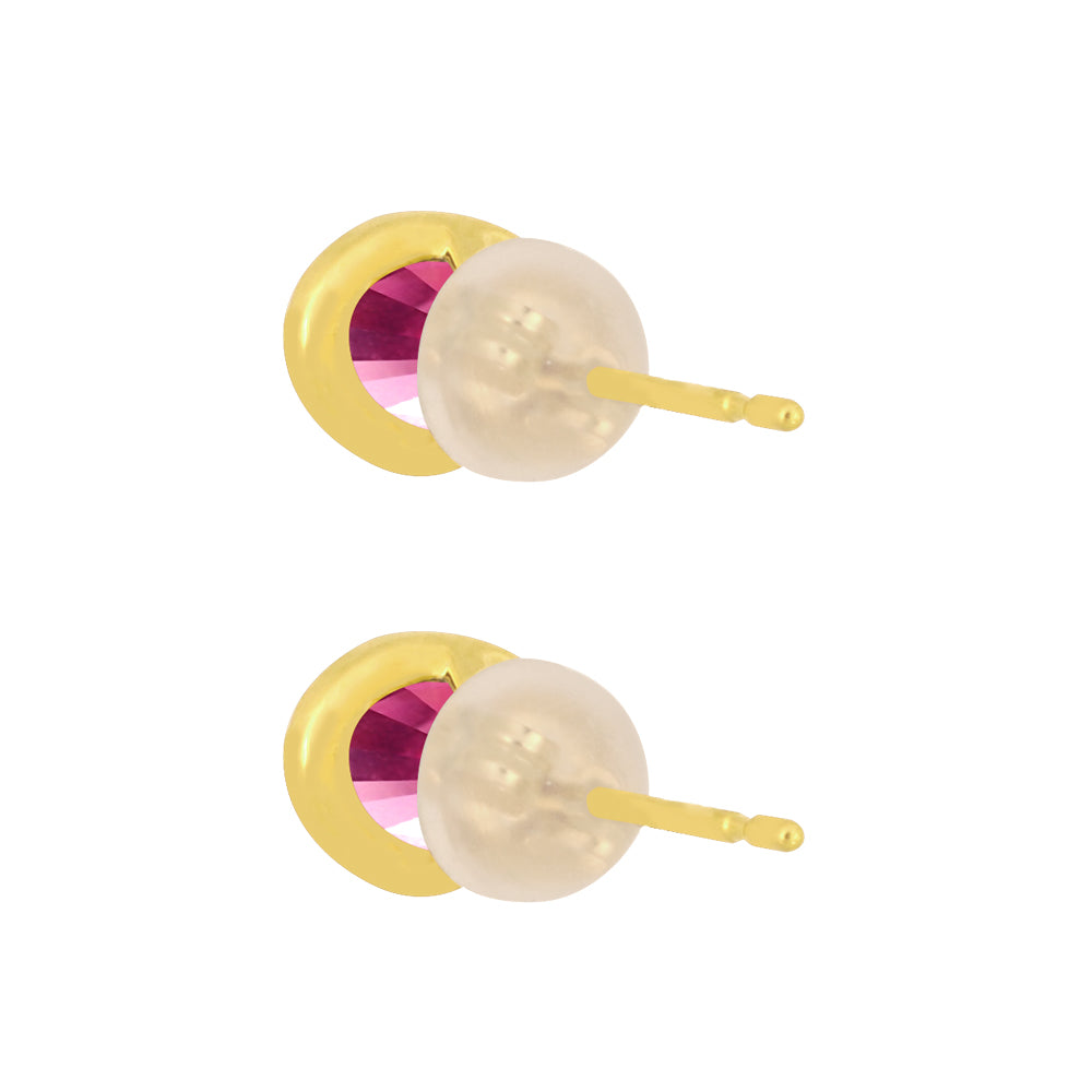 ピンクサファイア K18ピアス(クレサンベール/1カラットUP/オーバル/フクリン/9月誕生石)《WEPM3586》