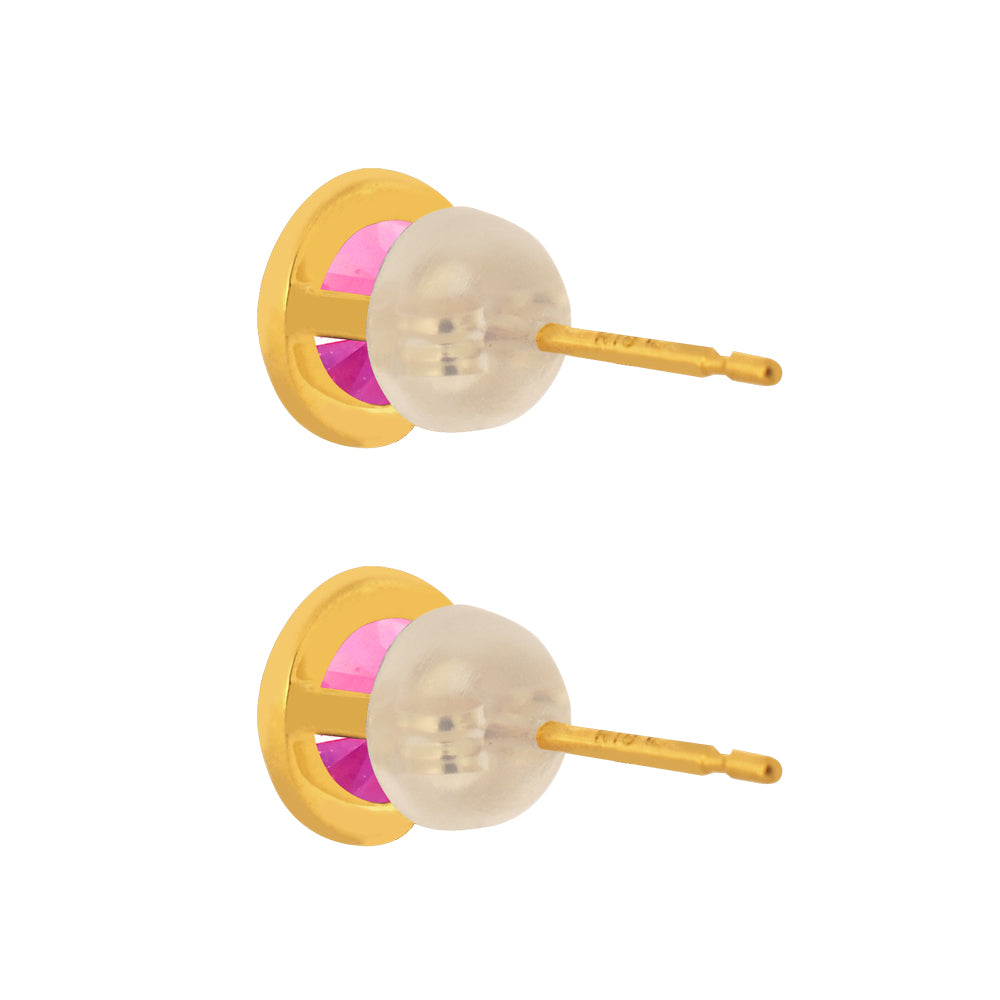 ピンクサファイア K18ピアス(クレサンベール/1カラットUP/フクリン/9月誕生石)《WEPM3588》