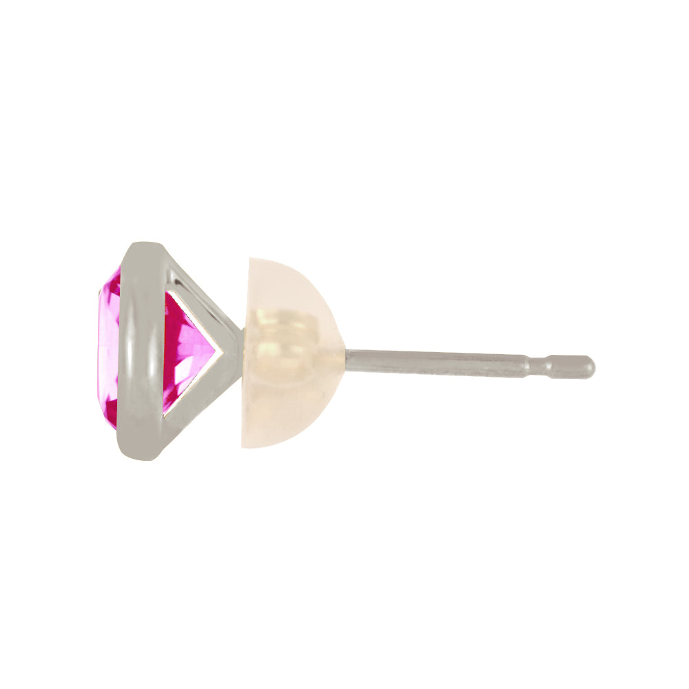 ピンクサファイア プラチナピアス(クレサンベール/1カラットUP/オーバル/フクリン/9月誕生石)《WEPM3600》