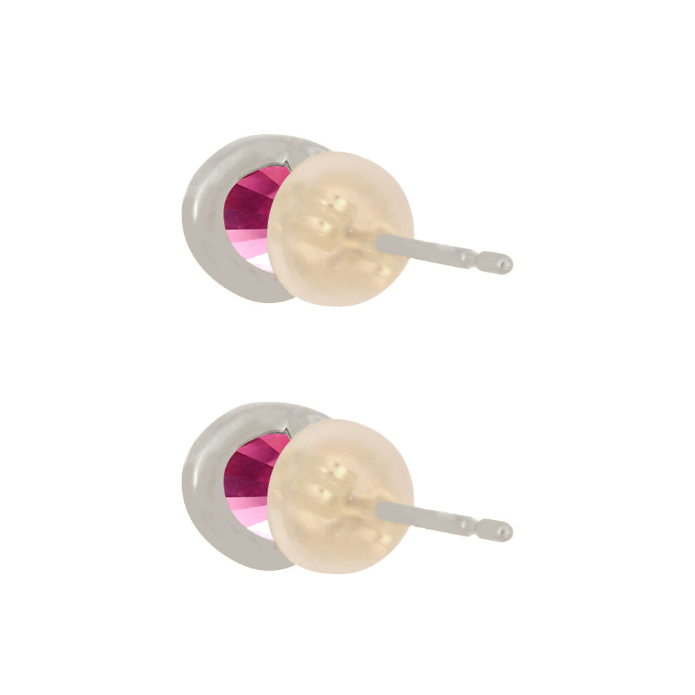 ピンクサファイア プラチナピアス(クレサンベール/1カラットUP/オーバル/フクリン/9月誕生石)《WEPM3600》