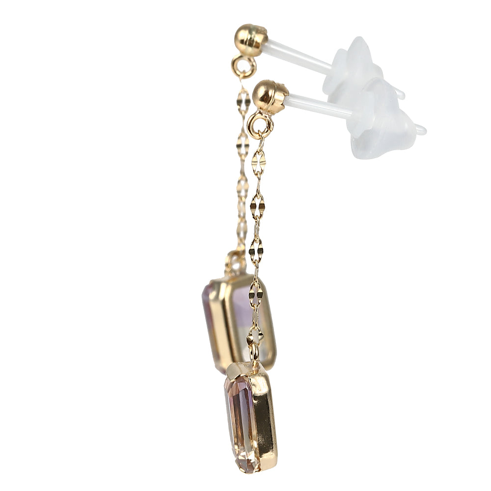 アメトリン K18セラミックピアス(オクタゴンカット)《WEPN4053》