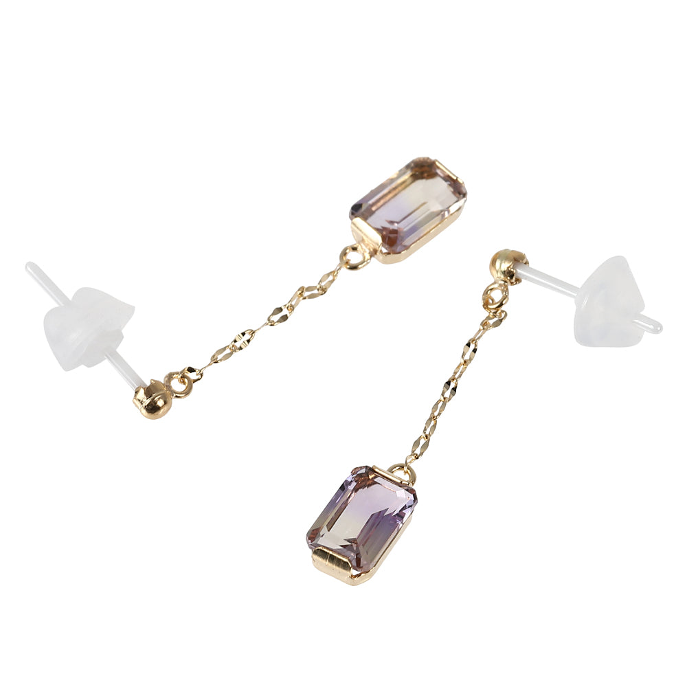 アメトリン K18セラミックピアス(オクタゴンカット)《WEPN4053》