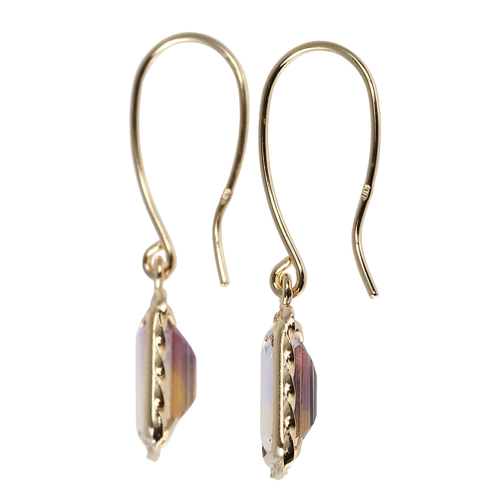 アメトリン K18ピアス(オクタゴンカット/フック)《WEPN4058》