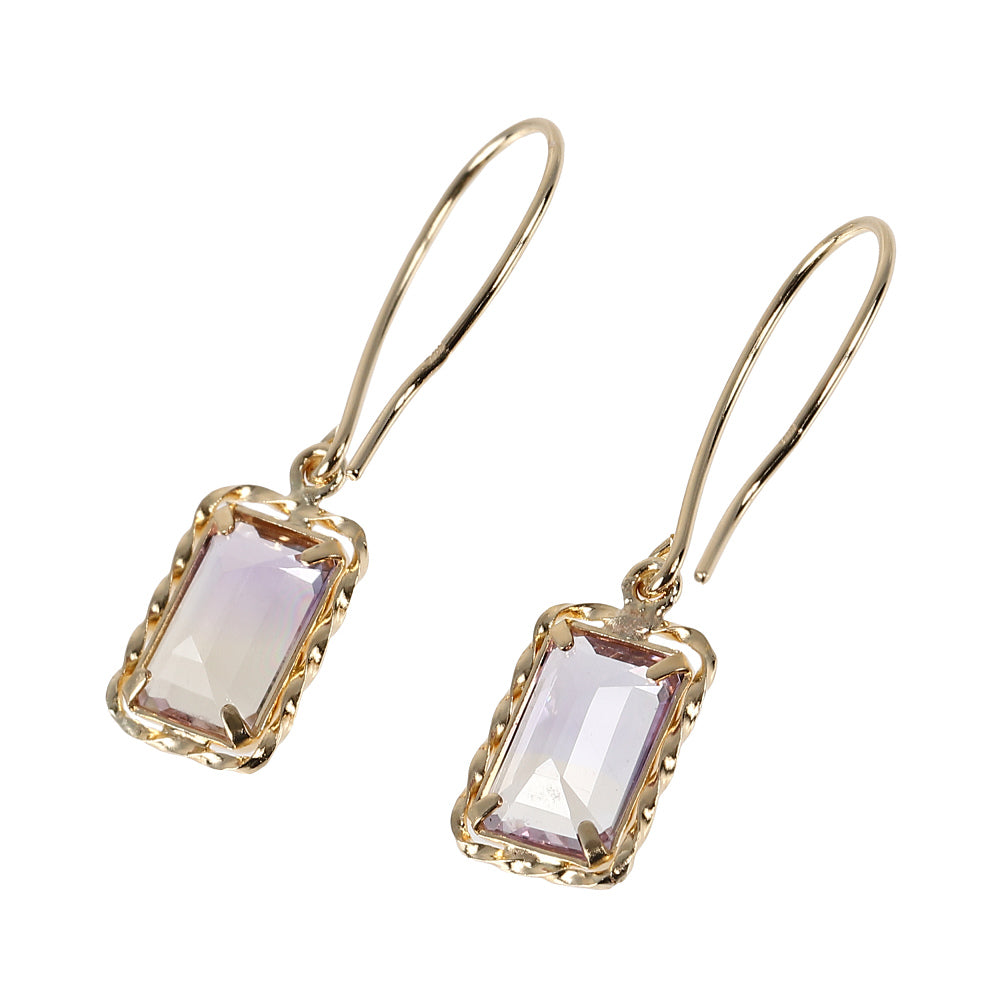 アメトリン K18ピアス(オクタゴンカット/フック)《WEPN4058》