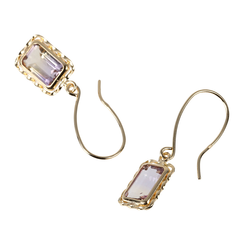 アメトリン K18ピアス(オクタゴンカット/フック)《WEPN4058》