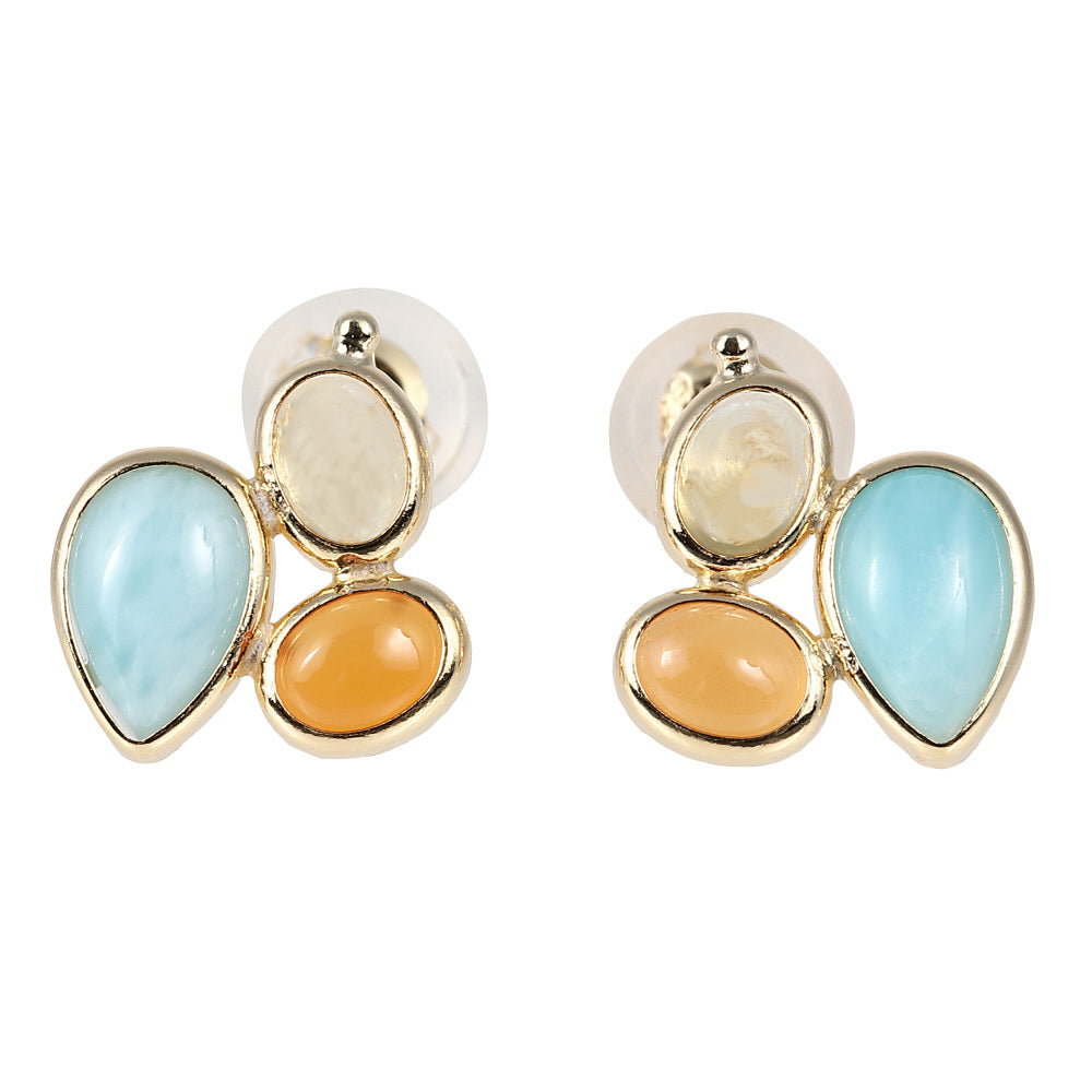 マルチカラー K18ピアス(シトリン/ラリマー/カーネリアン)《WEPN4062》