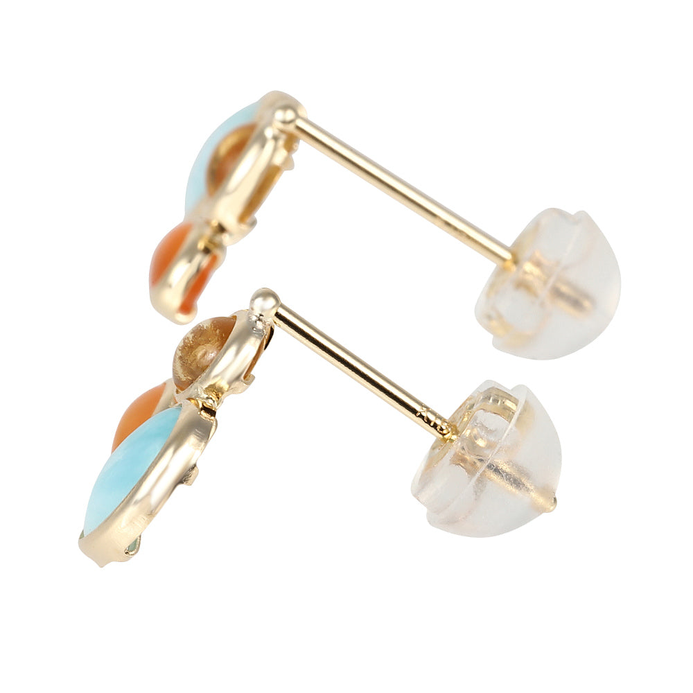 マルチカラー K18ピアス(シトリン/ラリマー/カーネリアン)《WEPN4062》