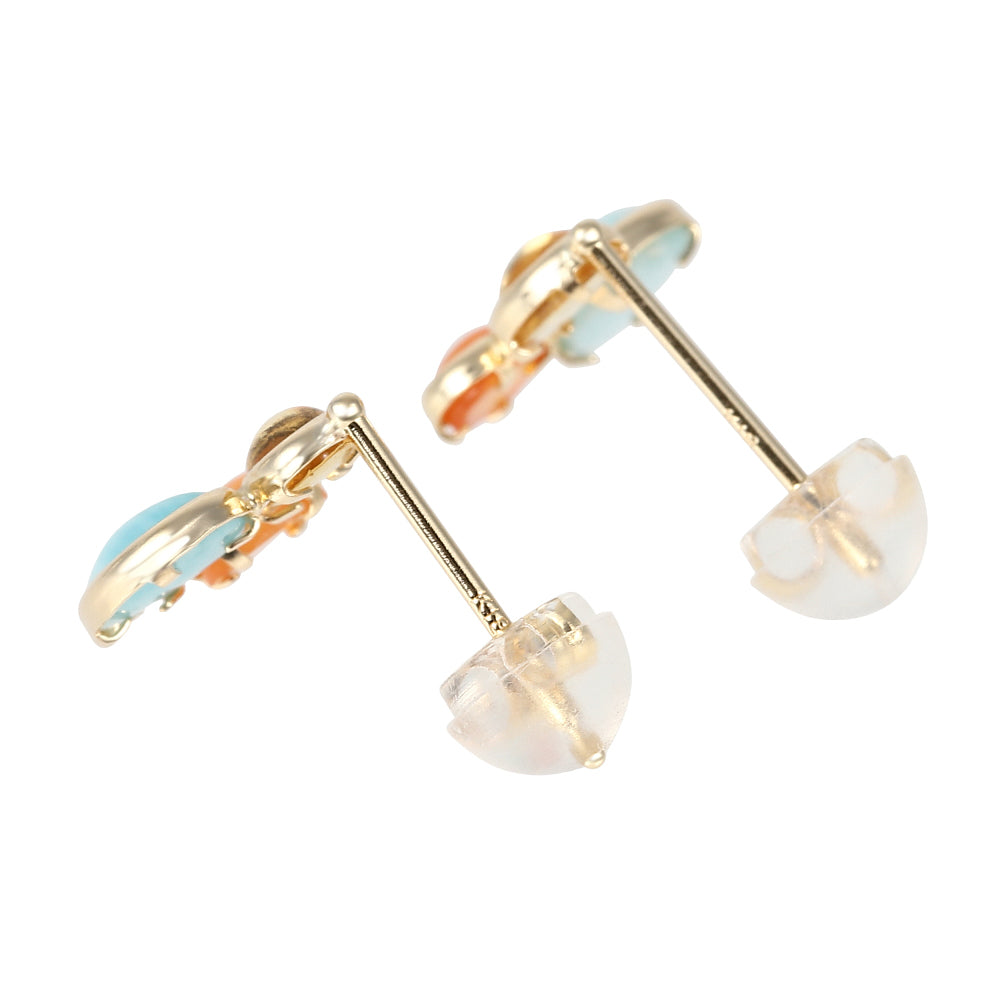 マルチカラー K18ピアス(シトリン/ラリマー/カーネリアン)《WEPN4062》