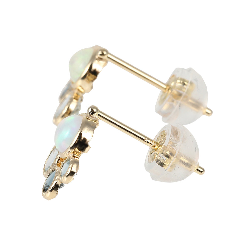 マルチカラー K18ピアス(エチオピアオパール/スカイブルートパーズ/ロンドンブルートパーズ/ブルートパーズ/10月誕生石)《WEPN4063》