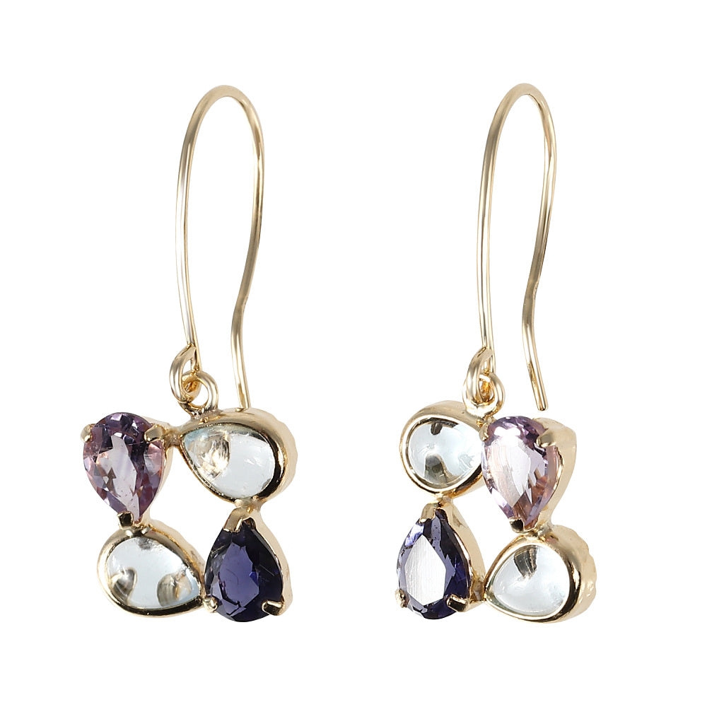 マルチカラー K18ピアス(ライトアメシスト/スカイブルートパーズ/アイオライト)《WEPN4065》