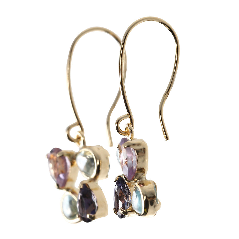 マルチカラー K18ピアス(ライトアメシスト/スカイブルートパーズ/アイオライト)《WEPN4065》