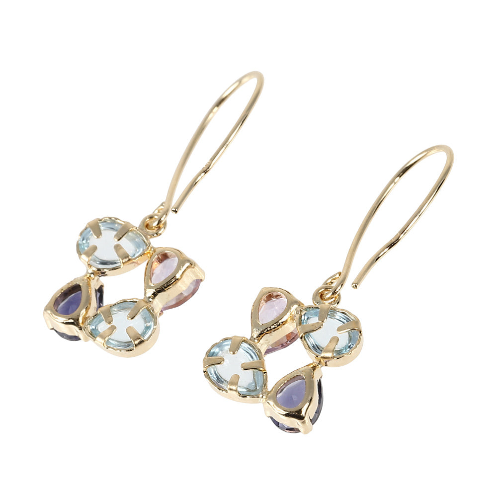 マルチカラー K18ピアス(ライトアメシスト/スカイブルートパーズ/アイオライト)《WEPN4065》