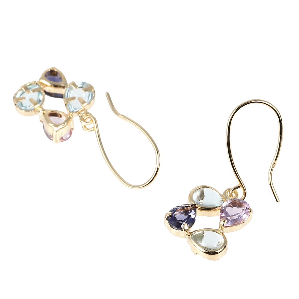 マルチカラー K18ピアス(ライトアメシスト/スカイブルートパーズ/アイオライト)《WEPN4065》