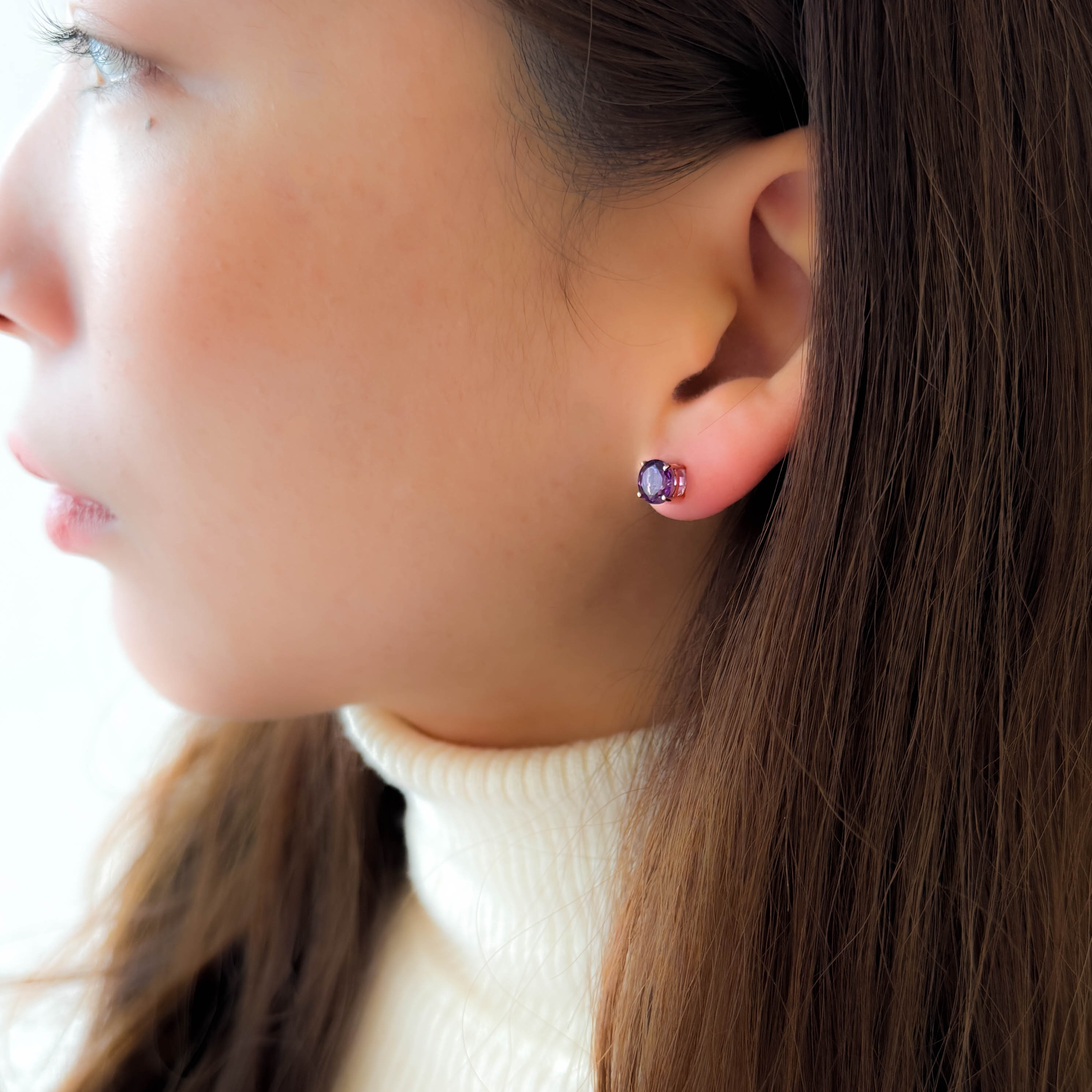 K18 アメシストピアス(スタッド/計2.0ct/2月誕生石)《WEPN4221》