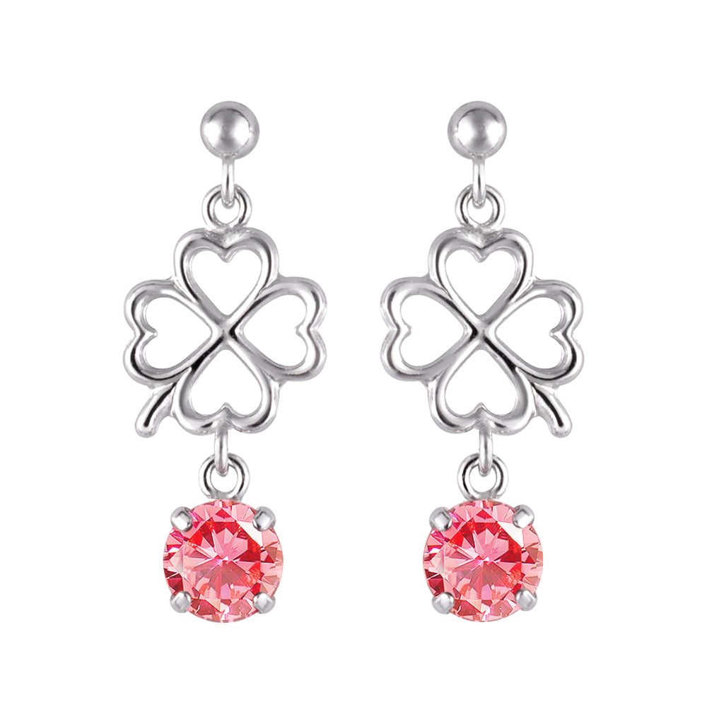 パパラチアサファイア K18セラミックピアス(クレサンベール/クローバーモチーフ/9月誕生石)