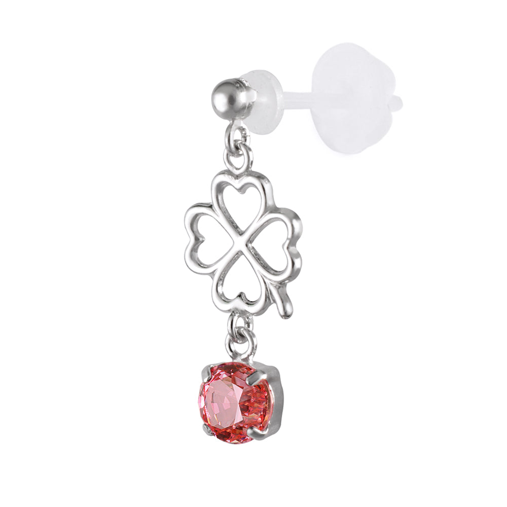 パパラチアサファイア K18セラミックピアス(クレサンベール/クローバーモチーフ/9月誕生石)