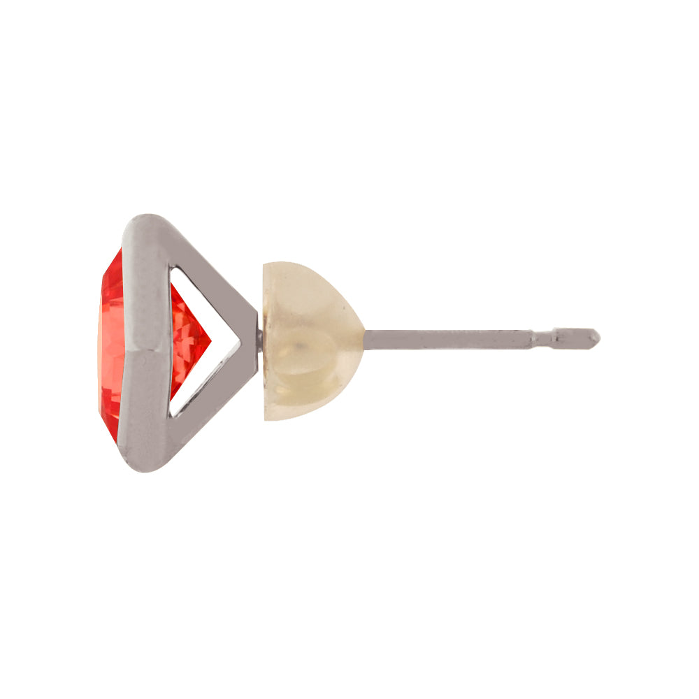 パパラチアサファイア プラチナピアス(クレサンベール/1カラットUP/プリンセス/フクリン/9月誕生石)《WEPP3601》