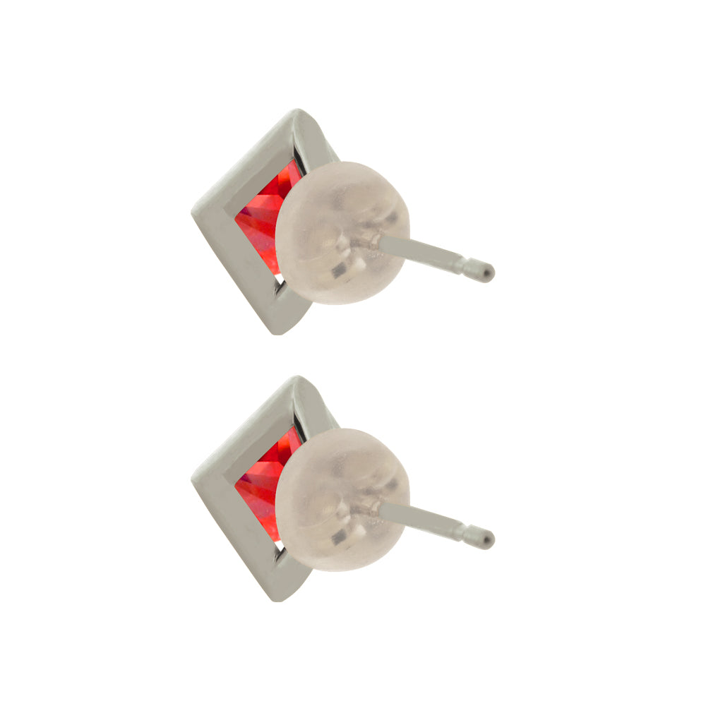 パパラチアサファイア プラチナピアス(クレサンベール/1カラットUP/プリンセス/フクリン/9月誕生石)《WEPP3601》