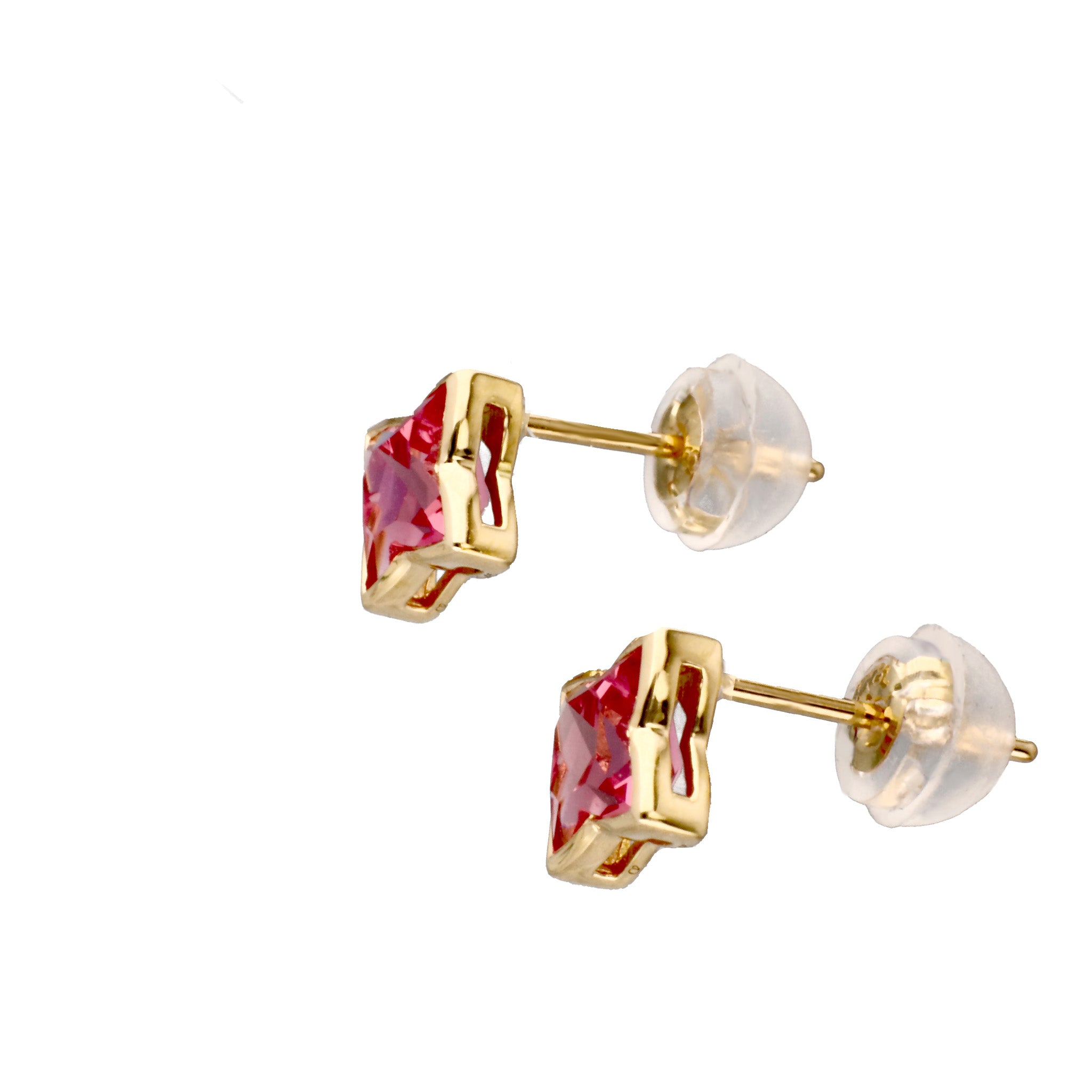 パパラチアサファイア K18ピアス(クレサンベール/フラワー/フクリン/9月誕生石)《WEPP4204》