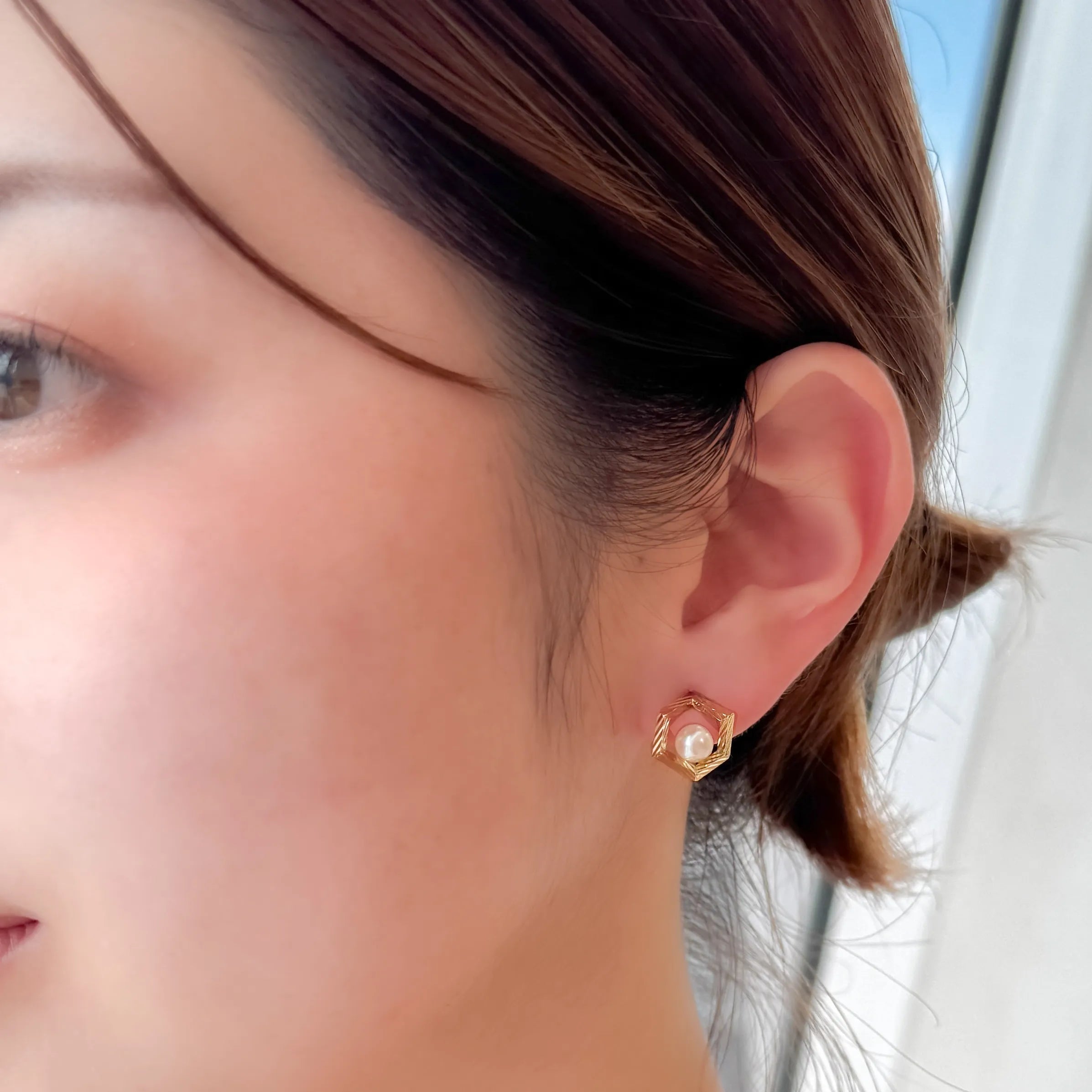 パール K18ピアス(コネクトシリーズ/5mm珠)《WEPQ4284》