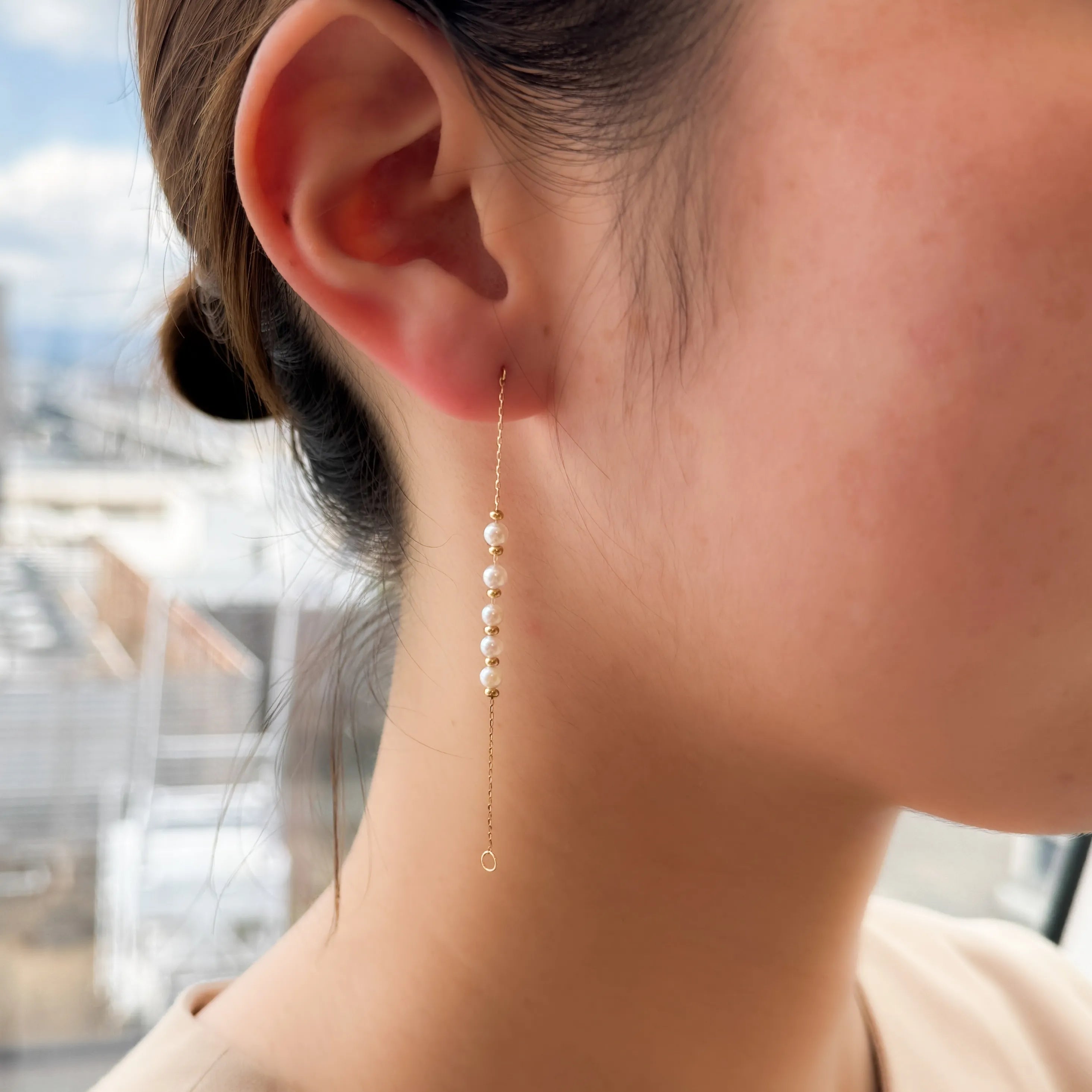 パール K18ピアス(プチロンパール/アコヤ真珠)《WEPQ4285》