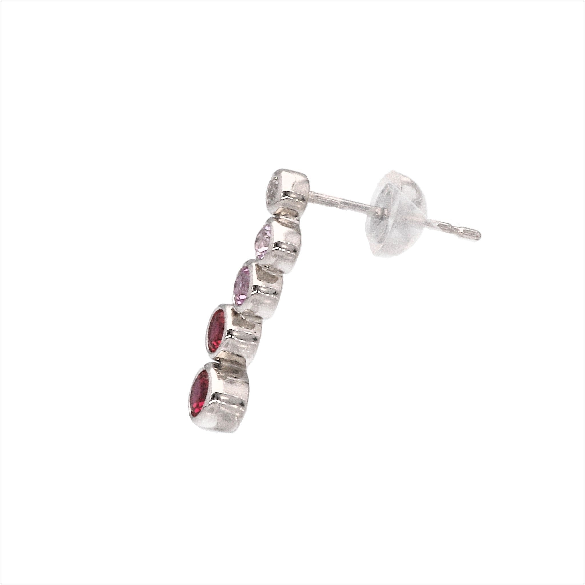 ルビー/ホワイトサファイア プラチナピアス(グラデーション/クレサンベール/7月誕生石)《WEPR4170》