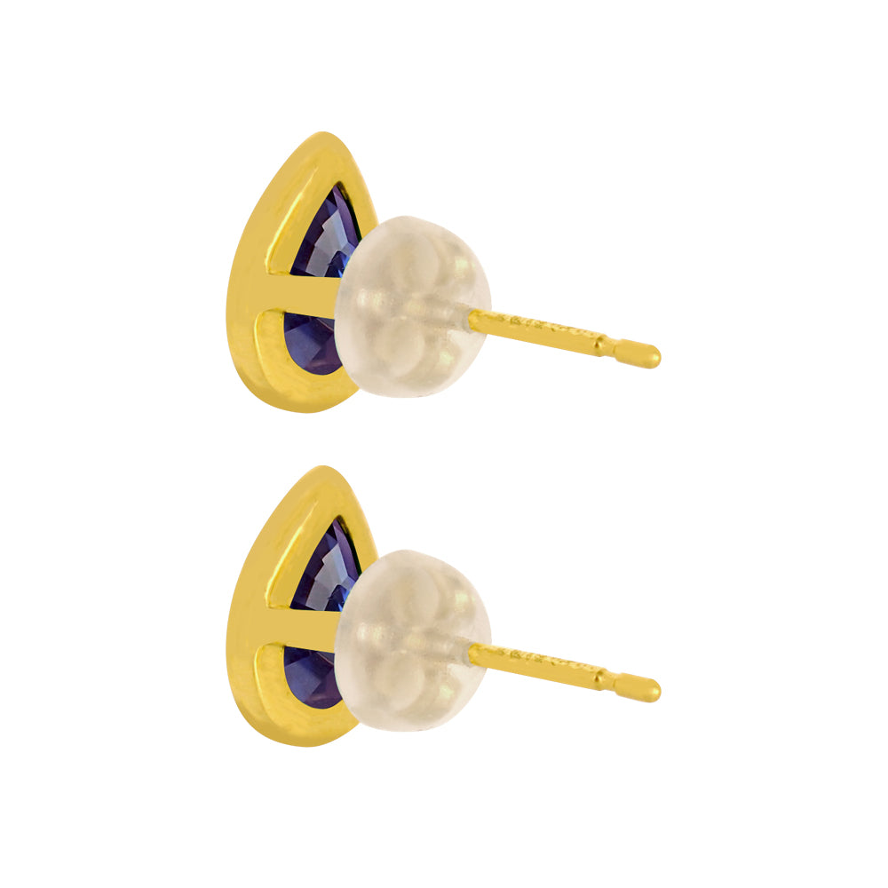 ブルーサファイア K18ピアス(クレサンベール/1カラットUP/ペアシェイプ/フクリン/9月誕生石)《WEPS3585》