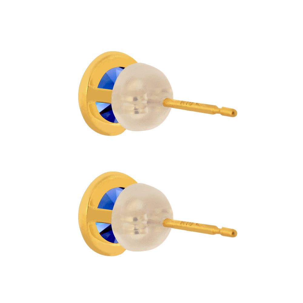 ブルーサファイア K18ピアス(クレサンベール/1カラットサイズ/フクリン/9月誕生石)《WEPS3588》