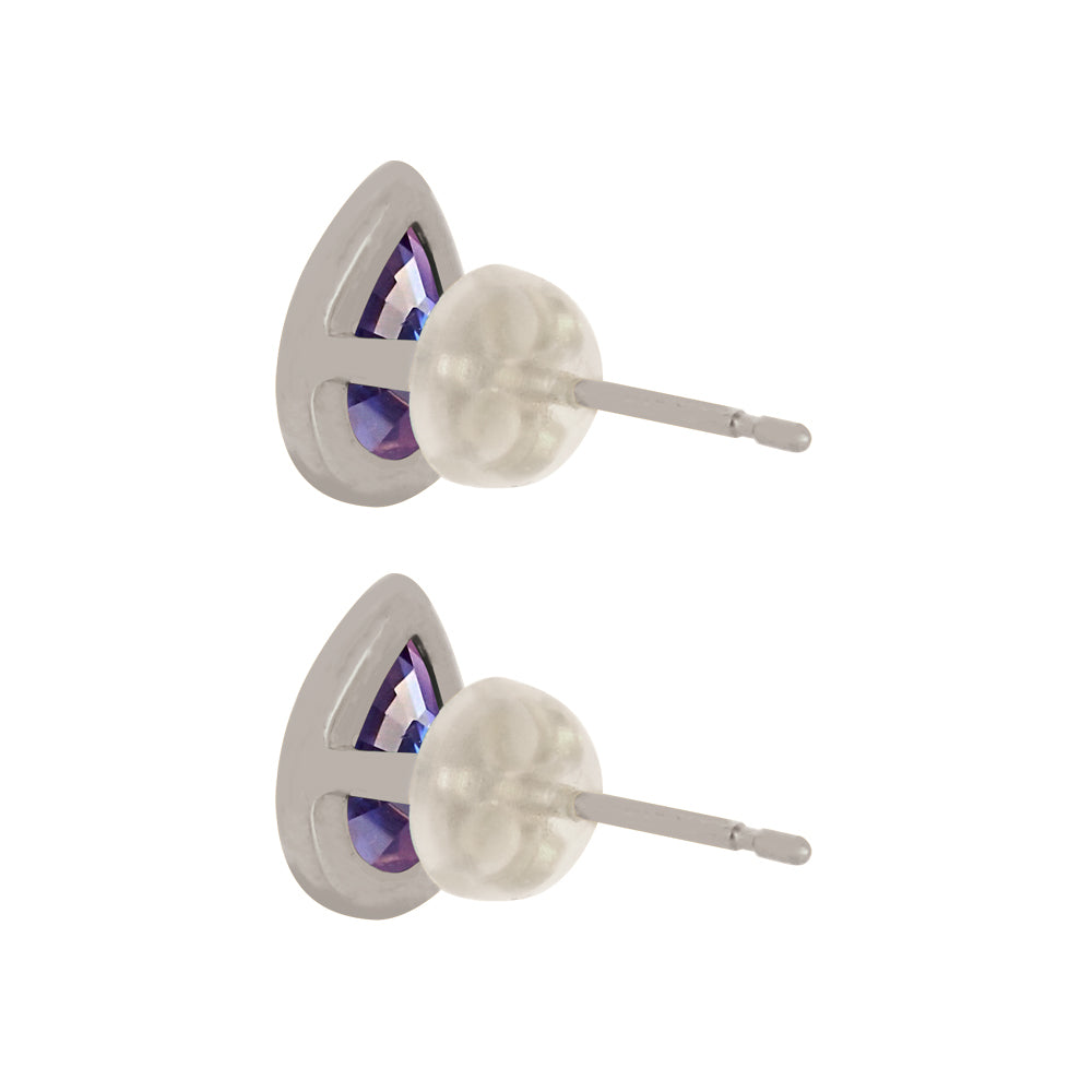 ブルーサファイア プラチナピアス(クレサンベール/1カラットUP/ペアシェイプ/フクリン/9月誕生石)《WEPS3599》