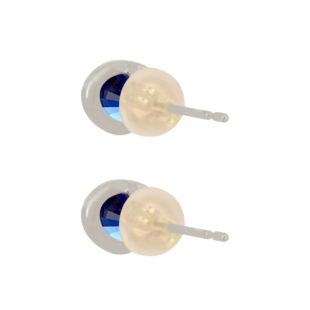 ブルーサファイア プラチナピアス(クレサンベール/1カラットUP/オーバル/フクリン/9月誕生石)《WEPS3600》